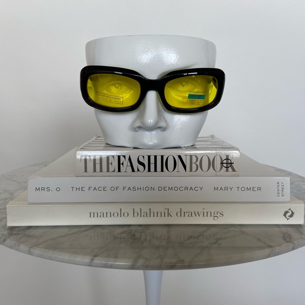 Vintage Yellow Tinted Black Rimmed Sunglasses